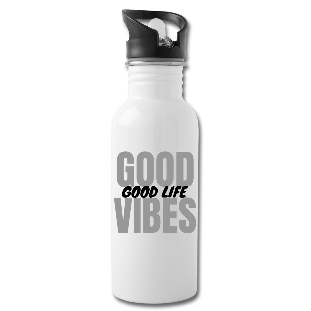 Good Vibes Water Bottle 20oz. - white