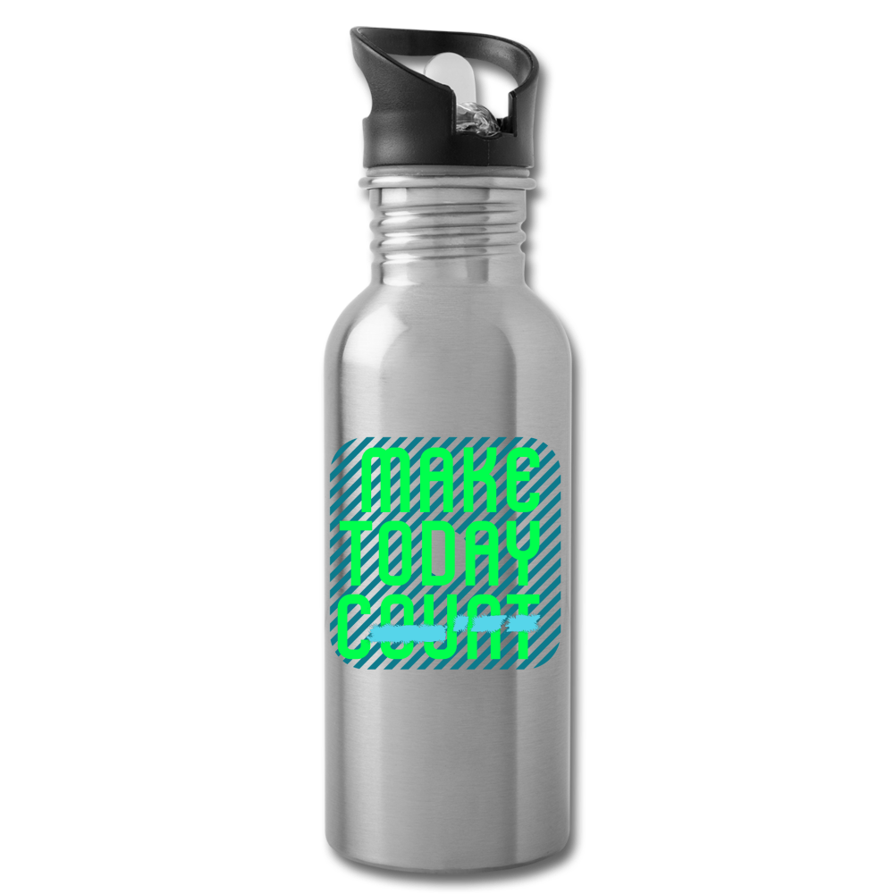 Make Today Count Water Bottle 20oz - silver