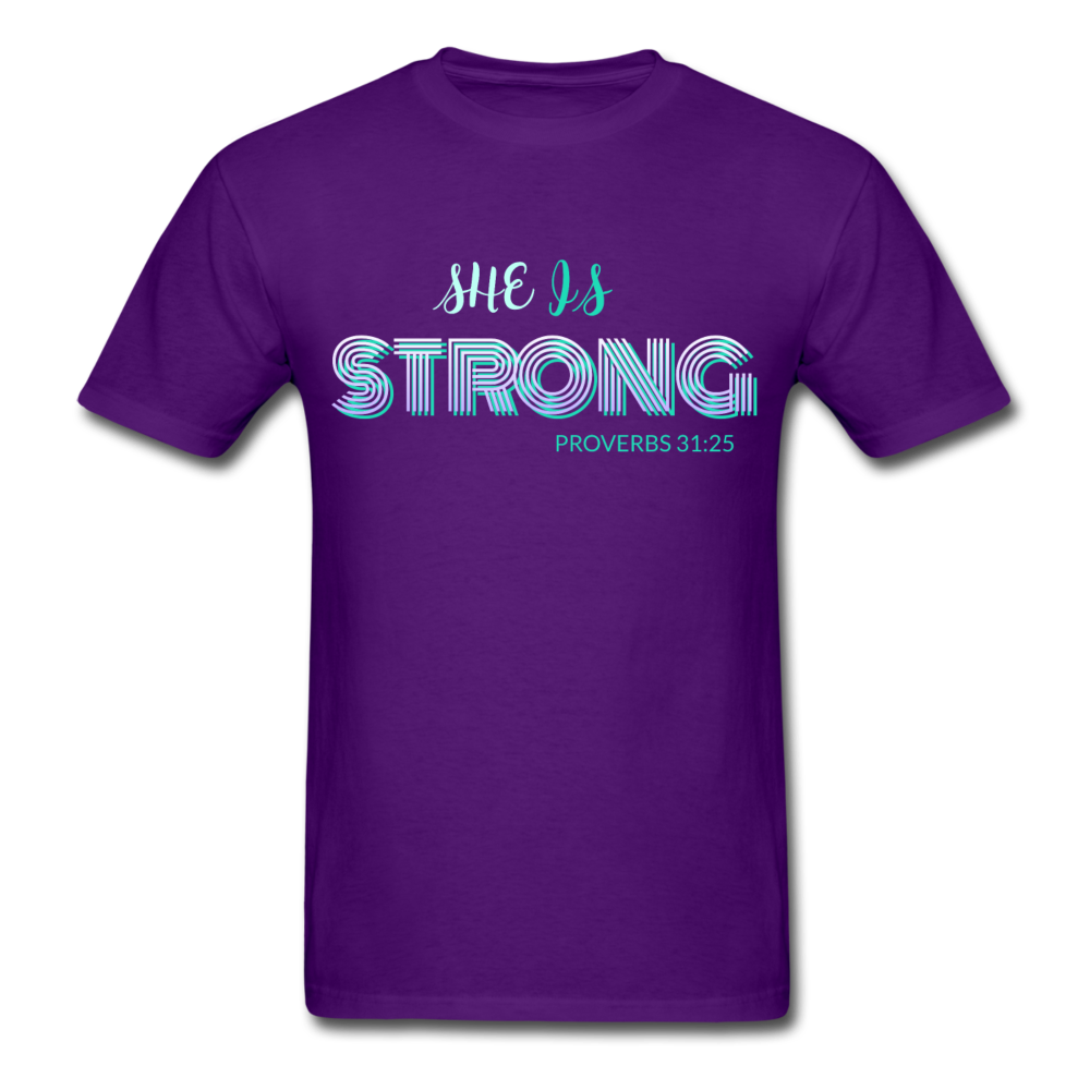 Women's She Is Strong T-Shirt - purple