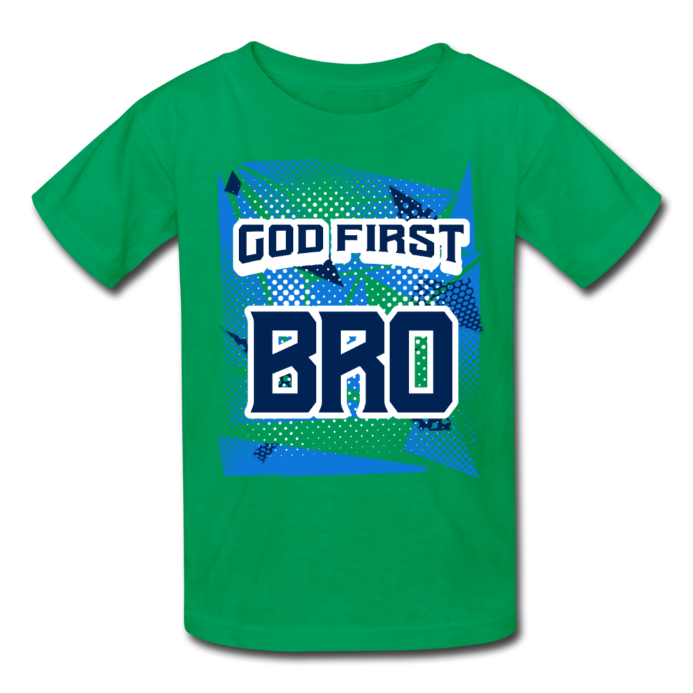 Boy's God First Bro T-Shirt - kelly green