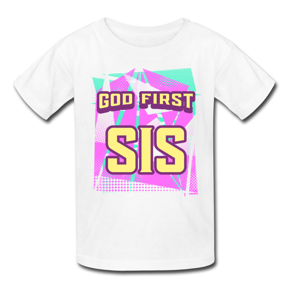 Girl's God First Sis T-Shirt - white