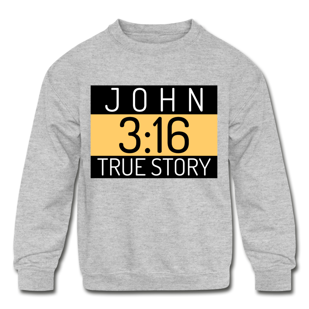 Kids' John 3:16 Sweatshirt - heather gray